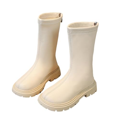 AMhomely Chelsea-Stiefel für Kinder, knielang, leicht zu schlüpfen, wasserdichte Wanderschuhe, seitlicher Reißverschluss, solide, Herbst und Winter, warm, flache Wanderschuhe für 3–11 Jahre, Beige AMhomely Chelsea-Stiefel für Kinder, knielang, leicht zu schlüpfen, wasserdichte Wanderschuhe, seitlicher Reißverschluss, solide, Herbst und Winter, warm, flache Wanderschuhe für 3–11 Jahre, Beige von AMhomely