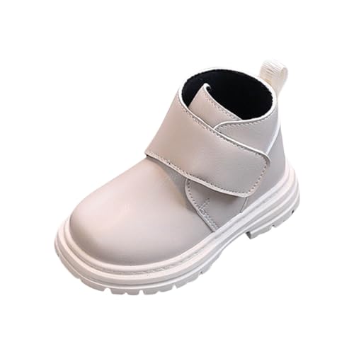 AMhomely Stiefeletten für Mädchen und Kinder, Winter-Schulschuhe, Chelsea-Stiefel, Kunstleder, flache Wanderschuhe, Haken und Schlaufe, Kinderschuhe für 3–6 Jahre, kleine Kinder, A White, 27 EU von AMhomely