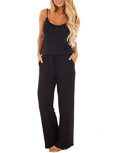 AMiERY Damen floral bedruckten Overalls Feste strampelhöschen lässig bequemer gestreifter Overall mit Taschen mittel Black 3 von AMiERY