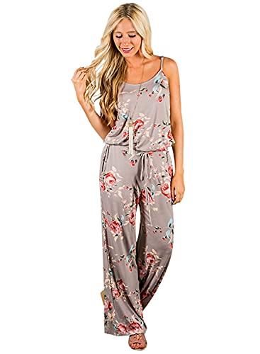 AMiERY Damen floral bedruckten Overalls Feste strampelhöschen lässig bequemer gestreifter Overall mit Taschen x-Large Khaki von AMiERY