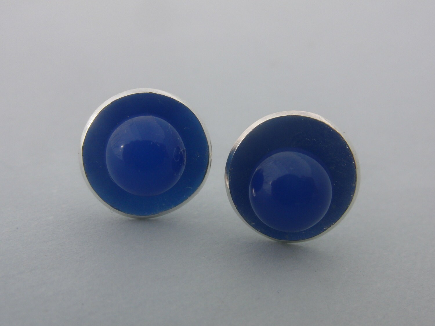 Blaue Achat Sterling Silber Ohrringe Handgemachter Minimalist Schmuck Blaue Achat Sterling Silber Ohrringe Handgemachter Minimalist Schmuck von AMjewelryStudio