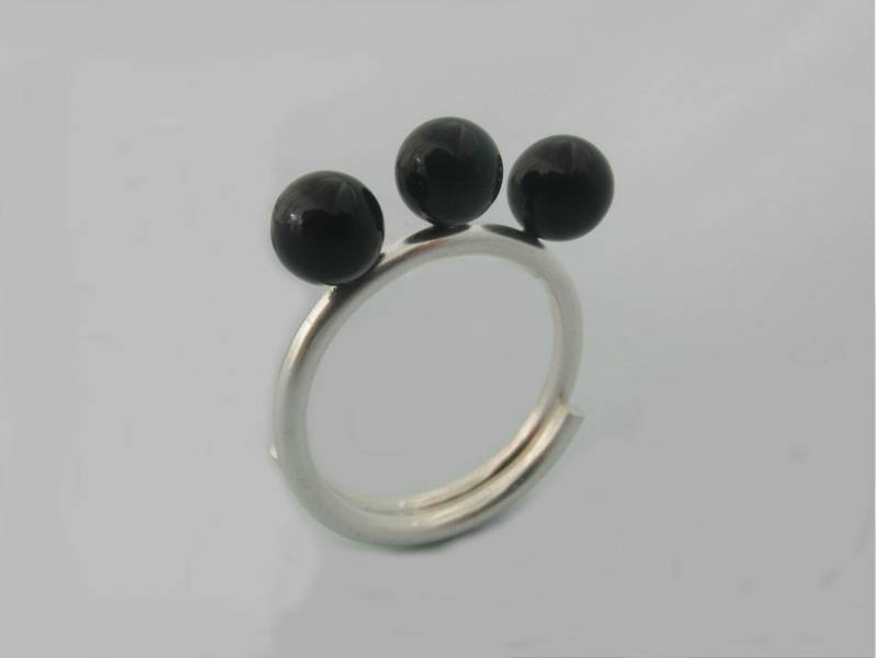 Handgefertigt Sterling Silber Schwarzer Onyx Ring - Einstellbar Statement Schmuck von AMjewelryStudio