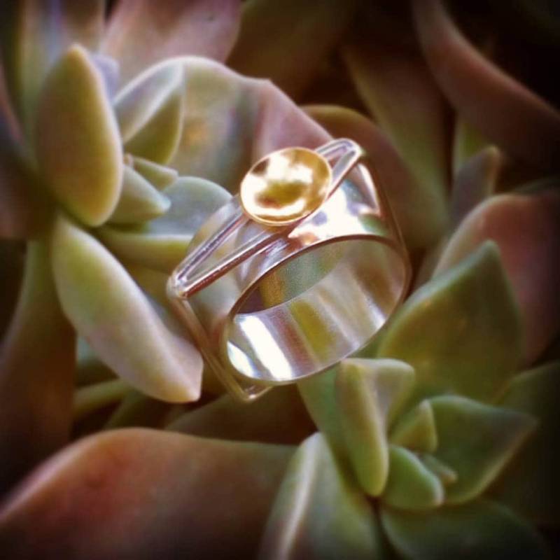 Handgefertigte Statement Ring Aus 19.2K Gold & Sterling Silber von AMjewelryStudio