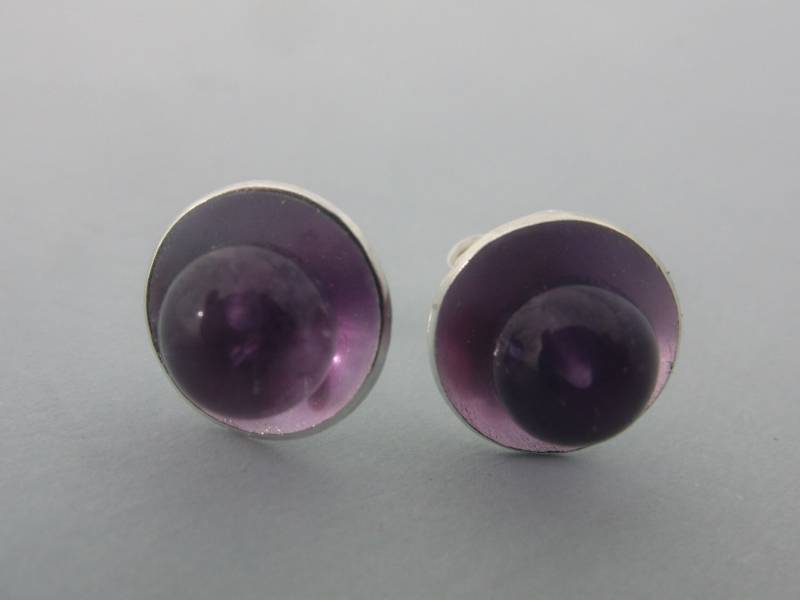 Handgefertigte Sterling Silber Amethyst Ohrstecker Februar Geburtsstein von AMjewelryStudio