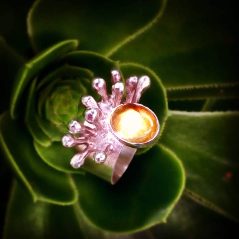 Handgemachte Citrin Sterling Silber Statement Ring von AMjewelryStudio