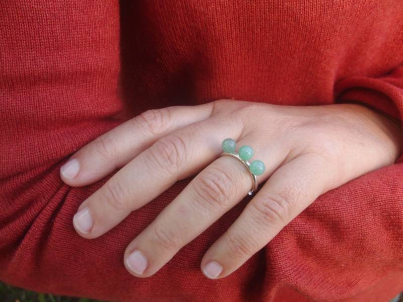 Handgemachte Grün Aventurin Sterling Silber Ring - Einstellbar Statement Schmuck von AMjewelryStudio