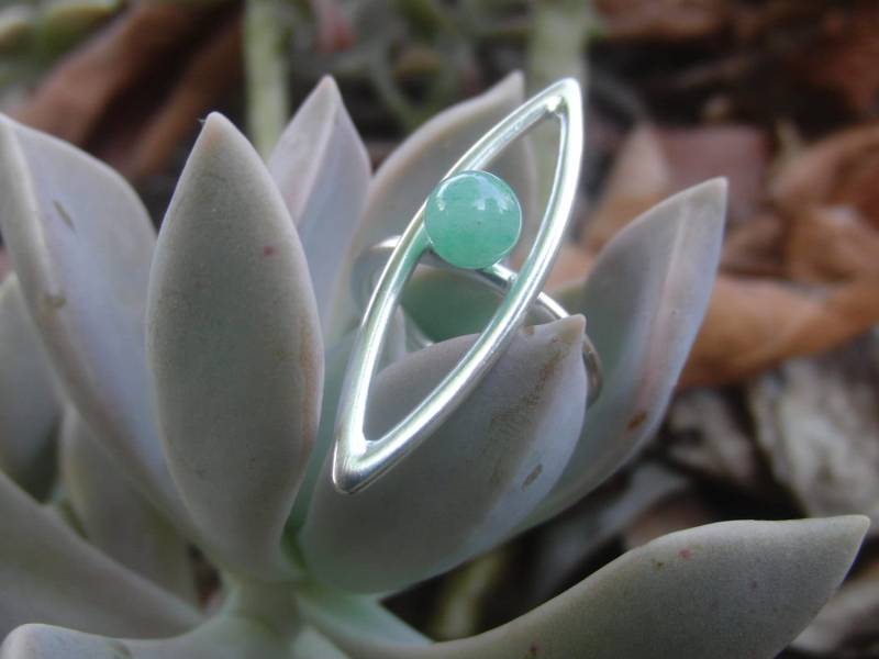 Handgemachte Grün Aventurin Sterling Silber Ring - Verstellbar von AMjewelryStudio