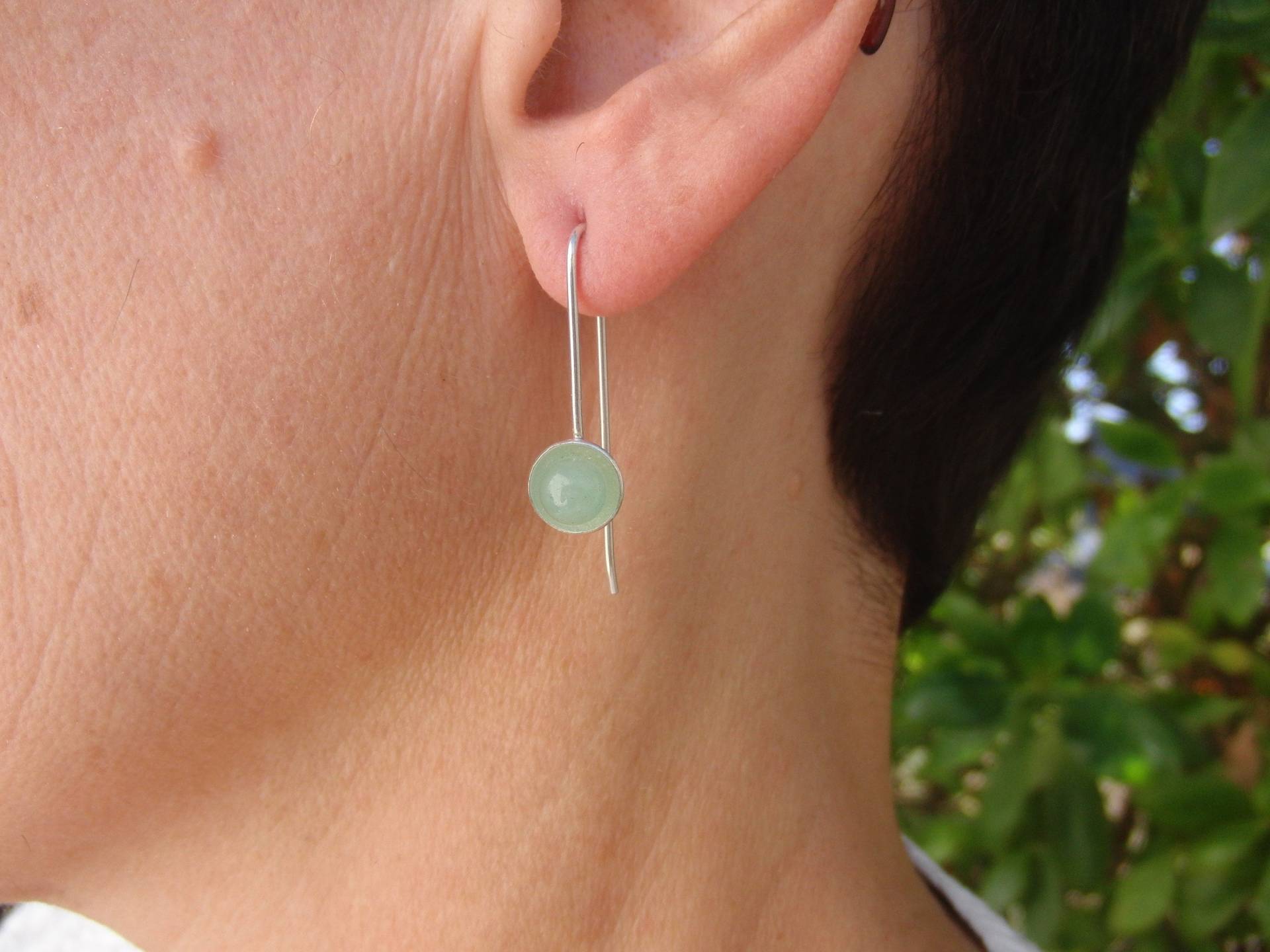 Handgemachte Grüne Aventurin Sterling Silber Ohrringe Moderne Zierliche Schmuckstücke Handgemachte Grüne Aventurin Sterling Silber Ohrringe Moderne Zierliche Schmuckstücke von AMjewelryStudio