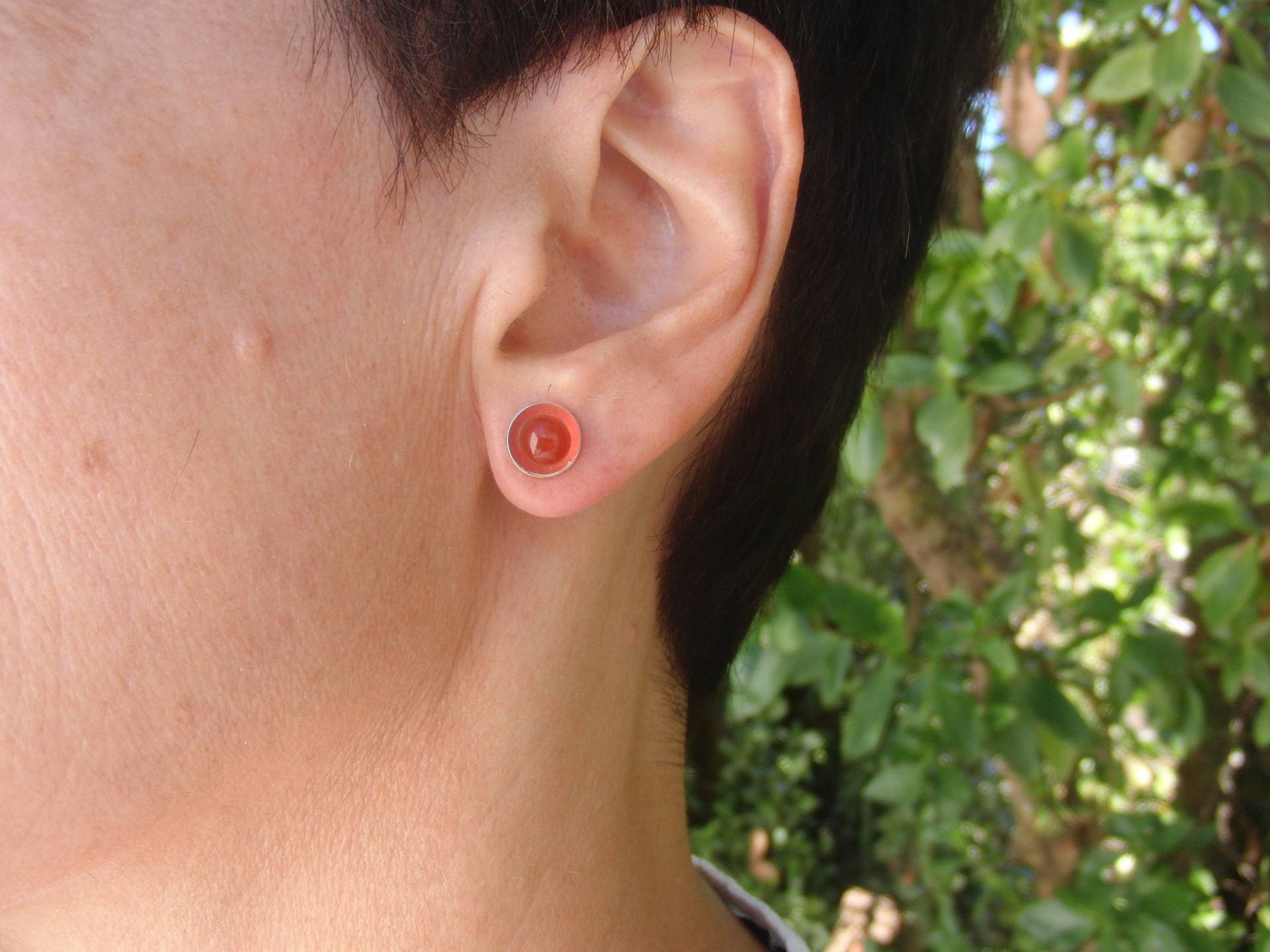 Handgemachte Karneol Sterling Silber Ohrringe Modern Chic Schmuck Handgemachte Karneol Sterling Silber Ohrringe Modern Chic Schmuck von AMjewelryStudio