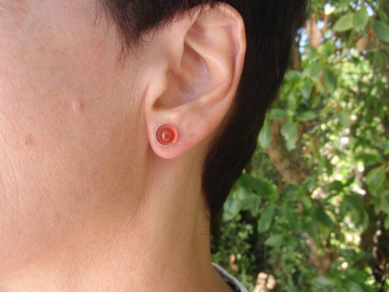 Handgemachte Karneol Sterling Silber Ohrringe Modern Chic Schmuck von AMjewelryStudio