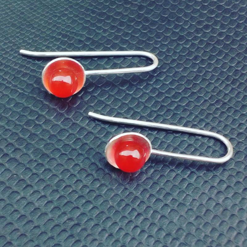 Handgemachte Karneol Sterling Silber Ohrringe Modern Chic Schmuck von AMjewelryStudio