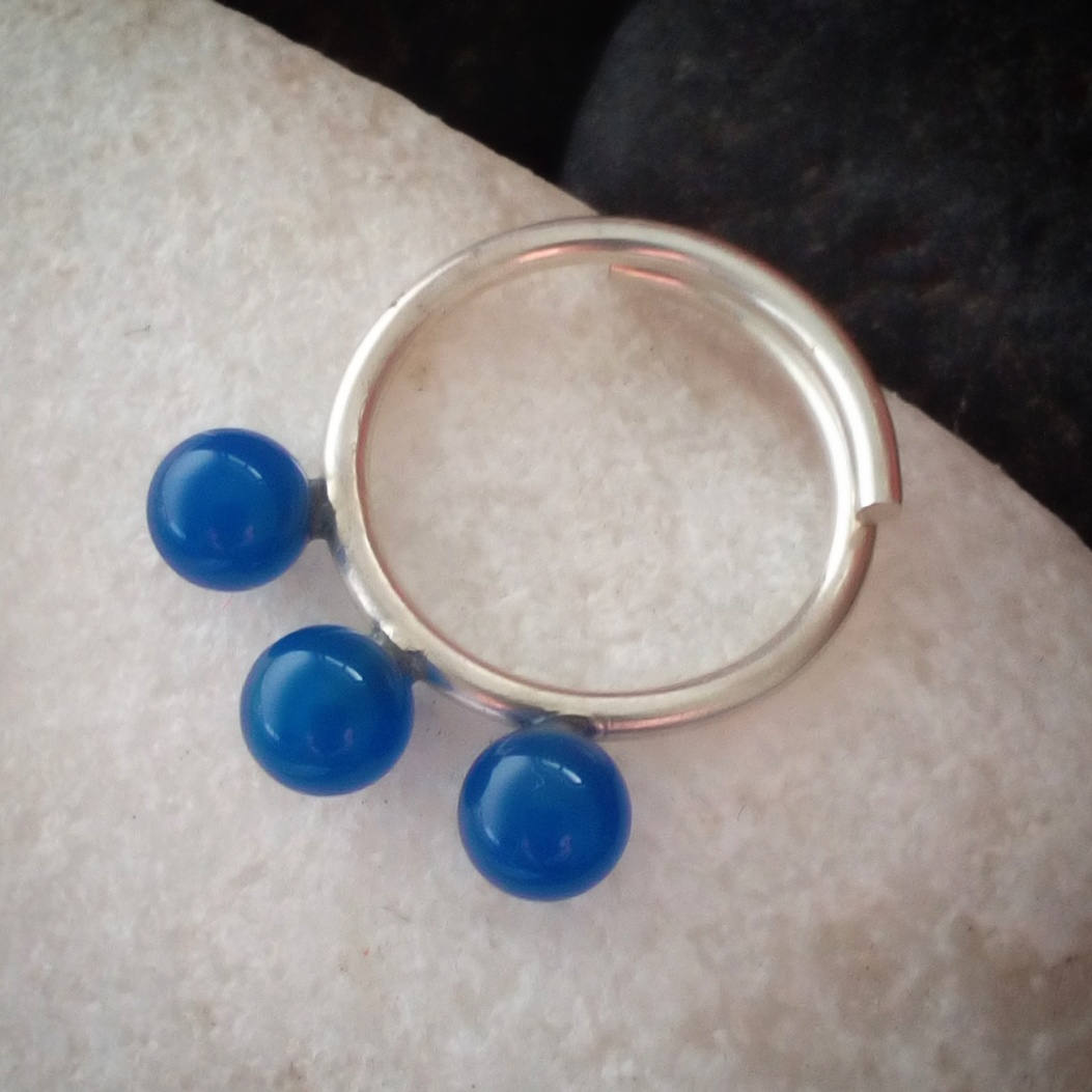 Handgemachte Sterling Silber Blau Achat Statement Ring - Einstellbar Handgemachte Sterling Silber Blau Achat Statement Ring - Einstellbar von AMjewelryStudio