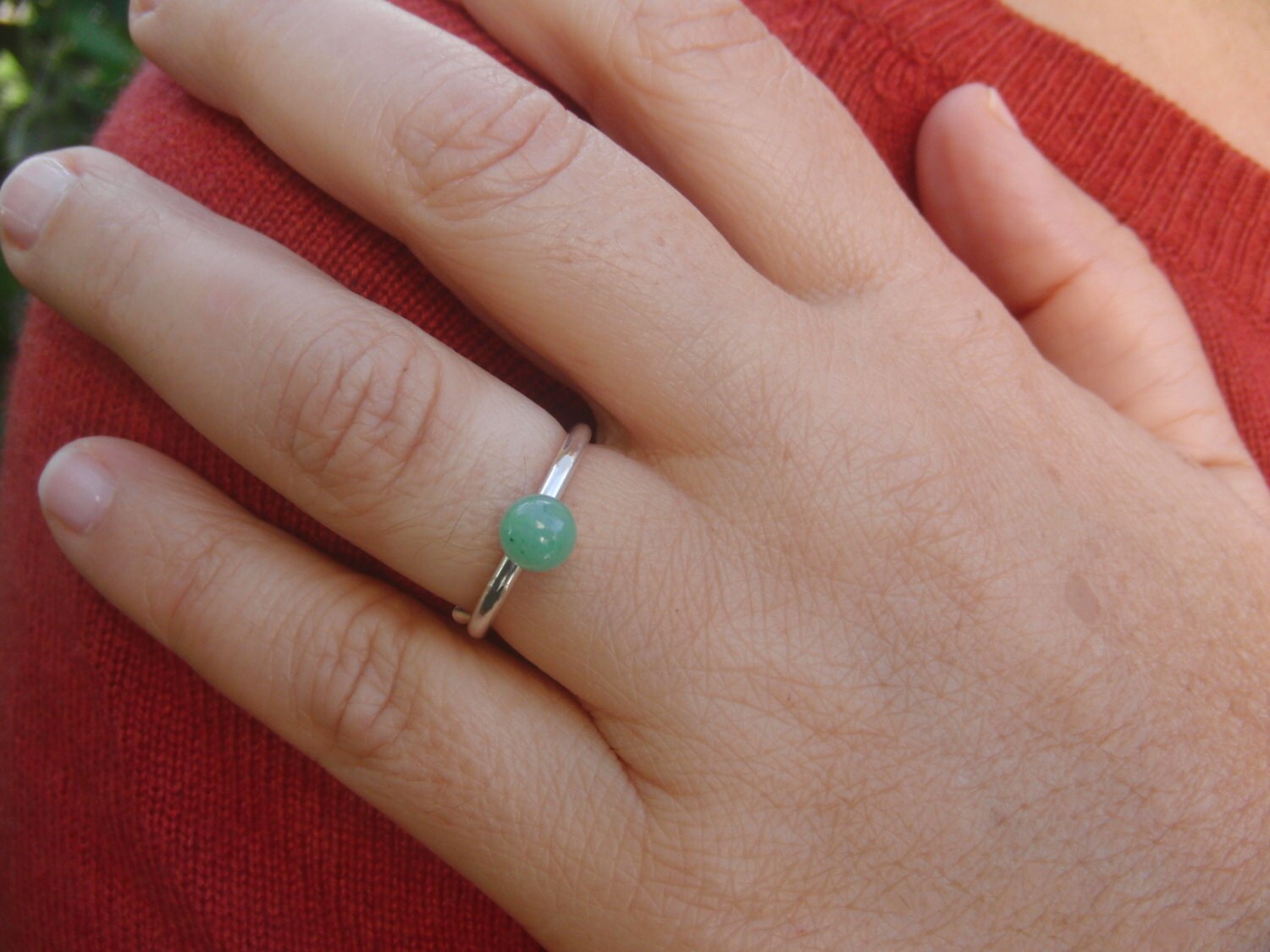 Handgemachte Sterling Silber Grün Aventurin Ring - Einstellbar Solitaire Handgemachte Sterling Silber Grün Aventurin Ring - Einstellbar Solitaire von AMjewelryStudio