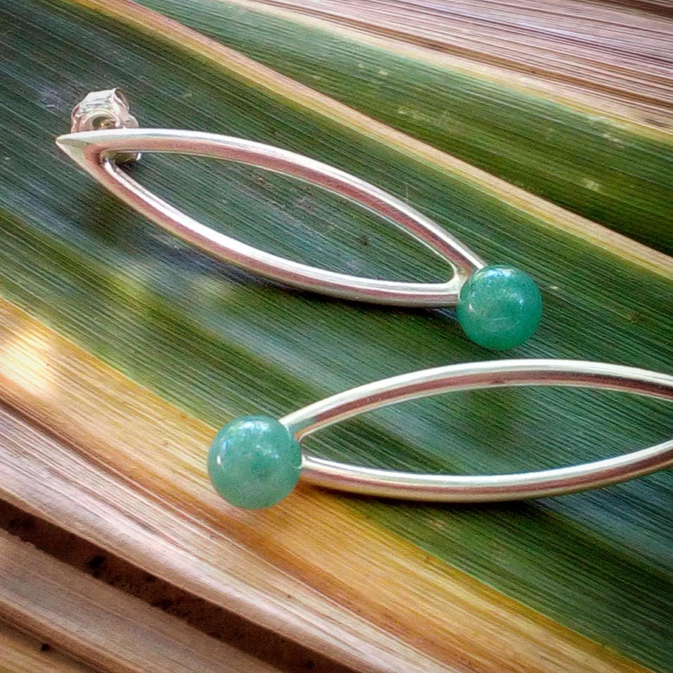 Handmade Sterling Silber Aventurin Ohrstecker Moderne Zierliche Schmuck Handmade Sterling Silber Aventurin Ohrstecker Moderne Zierliche Schmuck von AMjewelryStudio