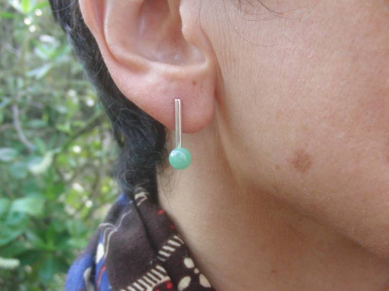 Handmade Sterling Silber Aventurin Ohrstecker Moderne Zierliche Schmuck von AMjewelryStudio