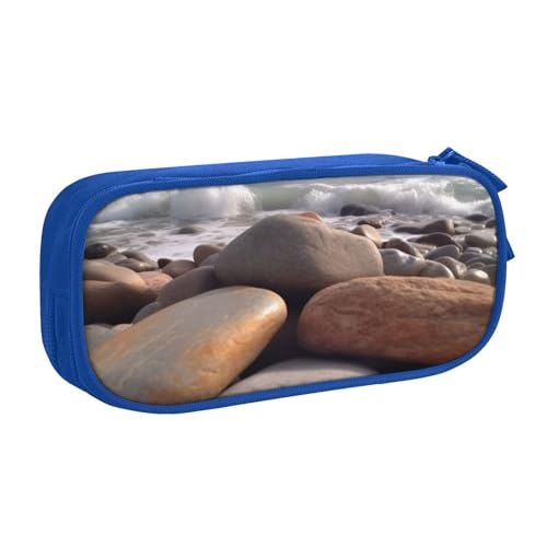 ANABPRMA Coast Rock Federmäppchen, große Kapazität, doppellagig, Schüler-Stifttasche mit 2 Reißverschluss-Haupttaschen, multifunktionaler Organizer für Schule, Büro, Reisen, blau, Einheitsgröße, von ANABPRMA