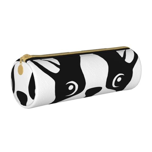 ANABPRMA Corgi Federmäppchen aus Leder, zylindrisches Federmäppchen für Schule, Büro, mit Reißverschluss, tragbare Tasche, Französische Bulldogge, Einheitsgröße, Münztasche von ANABPRMA