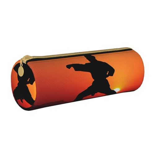 ANABPRMA Corgi Federmäppchen aus Leder, zylindrisches Federmäppchen für Schule, Büro, mit Reißverschluss, tragbare Tasche, Karate, Einheitsgröße, Münztasche von ANABPRMA