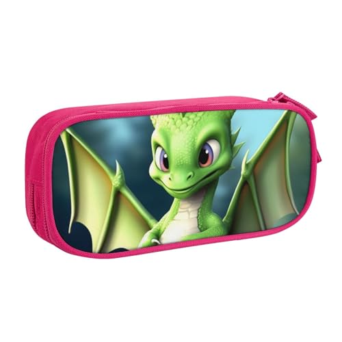 ANABPRMA Dragon Cute Pencil Case, Large Capacity Double Layer Student Pen Pouch with 2 Zipped Main Pockets, Multi-Functional Organizer for School, Office, Travelling, rose, Einheitsgröße, von ANABPRMA