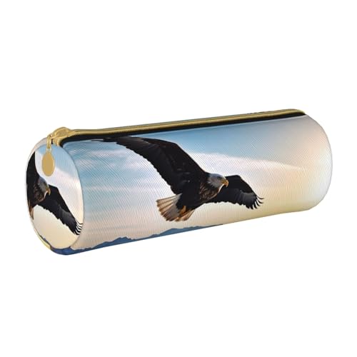 ANABPRMA Eiffelturm-Leder-Federmäppchen, zylindrisches Stifteetui für Schule, Bürobedarf, mit Reißverschluss, tragbare Tasche, Adlergebirge, Einheitsgröße, Münztasche von ANABPRMA