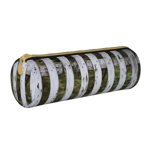 ANABPRMA Eiffelturm-Leder-Federmäppchen, zylindrisches Stifteetui für Schule, Bürobedarf, mit Reißverschluss, tragbare Tasche, Weißer Zaun, Einheitsgröße, Münztasche von ANABPRMA