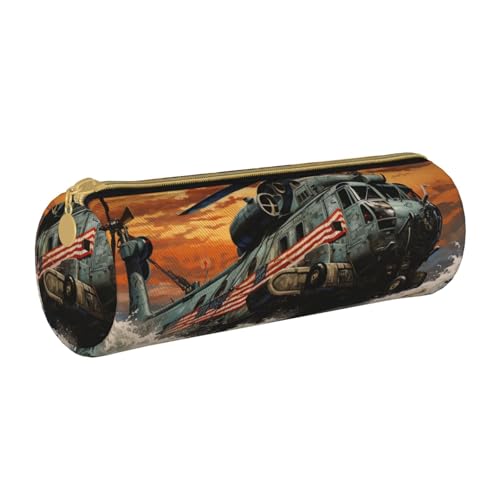 ANABPRMA England Symbols Federmäppchen aus Leder, zylindrisches Federmäppchen für Schule, Büro, mit Reißverschluss, tragbare Tasche, Flugzeugträger, Einheitsgröße, Münztasche von ANABPRMA