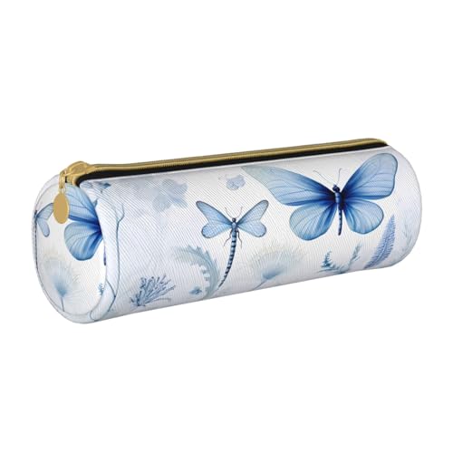 ANABPRMA England Symbols Federmäppchen aus Leder, zylindrisches Federmäppchen für Schule, Büro, mit Reißverschluss, tragbare Tasche, libelle, Einheitsgröße, Münztasche von ANABPRMA