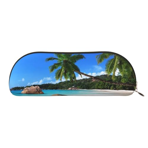 ANABPRMA Federmäppchen, Leder, halbrund, für Make-up, Stifte und wichtige Utensilien, Naturgelb, Strand-Stil, Einheitsgröße, Schulranzen von ANABPRMA