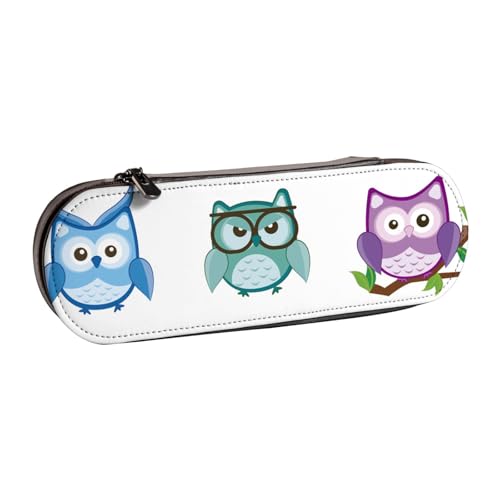 ANABPRMA Federmäppchen, Motiv: Huhn, Tiermalerei, Hartschale, Leder, Mehrzweck-Reißverschluss-Box für Schreibwaren, Make-up oder kleines Zubehör, Eulen Vögel, Einheitsgröße, Kosmetikkoffer von ANABPRMA