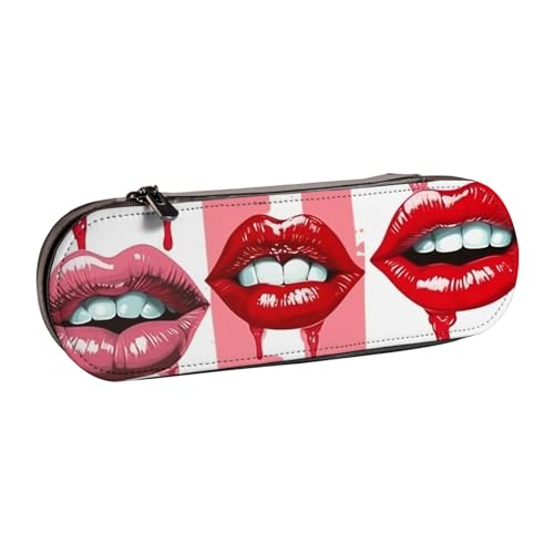 ANABPRMA Federmäppchen aus Leder, Motiv: Baumfrosch, Mehrzweck-Reißverschluss-Box für Schreibwaren, Make-up oder kleine Accessoires, Red Lips Collection, Einheitsgröße, Kosmetikkoffer von ANABPRMA