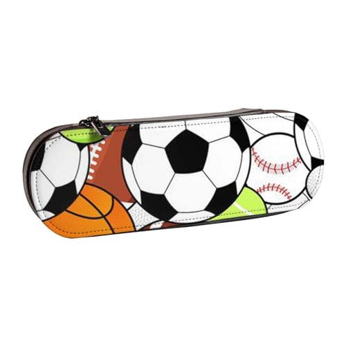 ANABPRMA Federmäppchen aus Leder, Motiv: Pferde, Laufkunst, Mehrzweck-Reißverschluss-Box für Schreibwaren, Make-up oder kleines Zubehör, Sportball, Einheitsgröße, Kosmetikkoffer von ANABPRMA