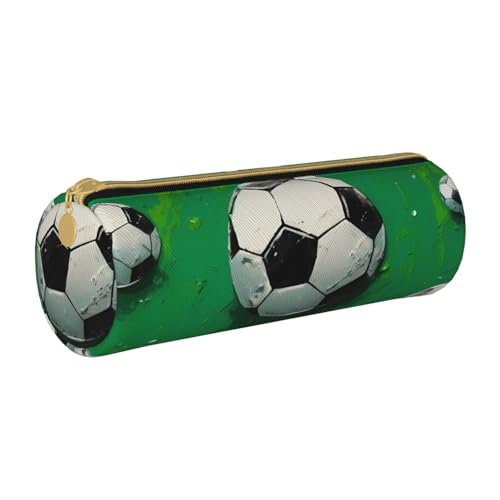 ANABPRMA Federmäppchen aus Leder, mit Eulen, Vögeln, zylindrisch, für Schule, Büro, mit Reißverschluss, tragbare Tasche, Fußball, Einheitsgröße, Münztasche von ANABPRMA