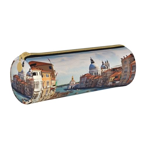 ANABPRMA Federmäppchen aus Leder, zylindrisches Federmäppchen für Schule, Büro, mit Reißverschluss, tragbare Tasche, C Grande in Italien, Einheitsgröße, Münztasche von ANABPRMA