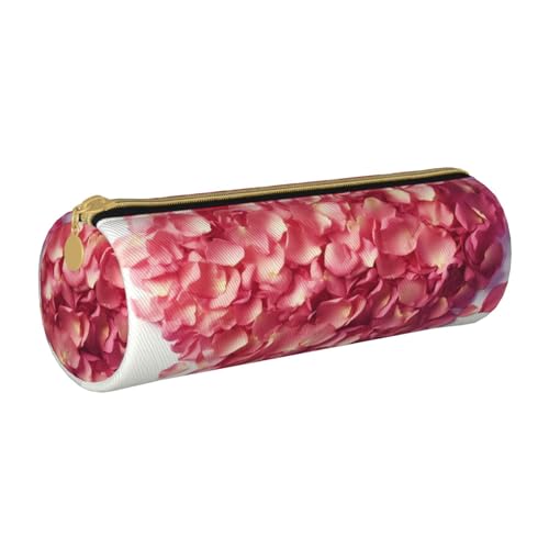 ANABPRMA Federmäppchen aus Leder, zylindrisches Federmäppchen für Schule, Büro, mit Reißverschluss, tragbare Tasche, Herzförmige Blütenblätter, Einheitsgröße, Münztasche von ANABPRMA