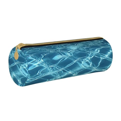 ANABPRMA Federmäppchen aus Leder mit Bären- und Fuchsmuster, zylindrisches Stifteetui für Schule, Bürobedarf, mit Reißverschluss, tragbare Tasche, Schwimmbadwasser, Einheitsgröße, Münztasche von ANABPRMA