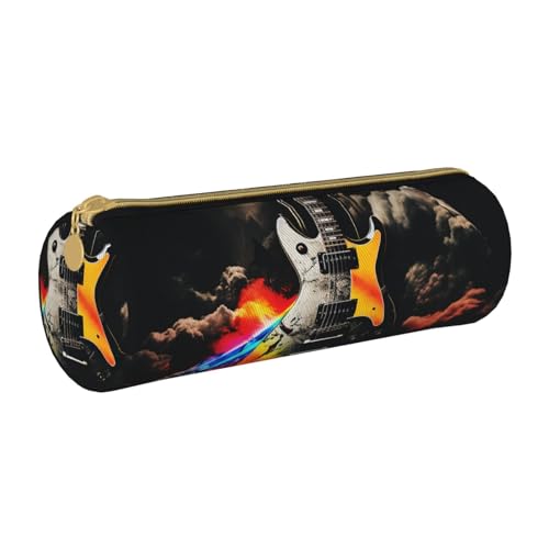 ANABPRMA Federmäppchen aus Leder mit Eule auf einem Ast, zylindrisches Federmäppchen für Schule, Bürobedarf, mit Reißverschluss, tragbare Tasche, Rockmusik, Einheitsgröße, Münztasche von ANABPRMA