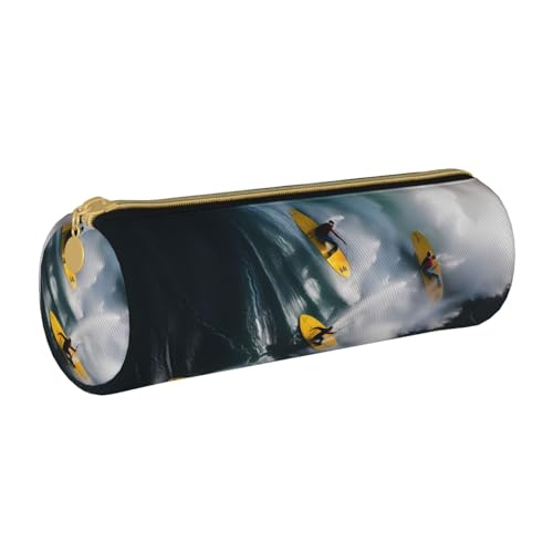 ANABPRMA Federmäppchen aus Leder mit Gänseblümchen-Motiv, zylindrisches Federmäppchen für Schule, Büro, mit Reißverschluss, tragbare Tasche, Surfen, Einheitsgröße, Münztasche von ANABPRMA