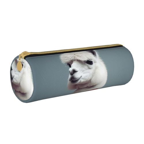 ANABPRMA Federmäppchen aus Leder mit Kaktus-Motiv, zylindrisch, für Schule, Büro, mit Reißverschluss, tragbare Tasche, Alpaka, Einheitsgröße, Münztasche von ANABPRMA