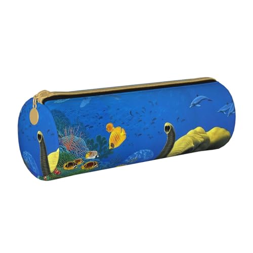 ANABPRMA Federmäppchen aus Leder mit Meereshummer, zylindrisches Federmäppchen für Schule, Bürobedarf, mit Reißverschluss, tragbare Tasche, Niedliches Tier1, Einheitsgröße, Münztasche von ANABPRMA