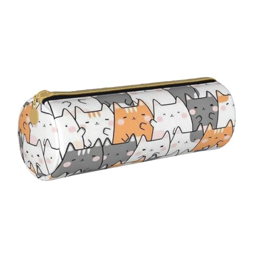 ANABPRMA Federmäppchen aus Leder mit Meereshummer, zylindrisches Federmäppchen für Schule, Bürobedarf, mit Reißverschluss, tragbare Tasche, Orange Katzen, Einheitsgröße, Münztasche ANABPRMA Federmäppchen aus Leder mit Meereshummer, zylindrisches Federmäppchen für Schule, Bürobedarf, mit Reißverschluss, tragbare Tasche, Orange Katzen, Einheitsgröße, Münztasche von ANABPRMA