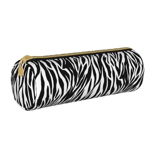 ANABPRMA Federmäppchen aus Leder mit Meereshummer, zylindrisches Federmäppchen für Schule, Bürobedarf, mit Reißverschluss, tragbare Tasche, Zebramuster, Einheitsgröße, Münztasche von ANABPRMA