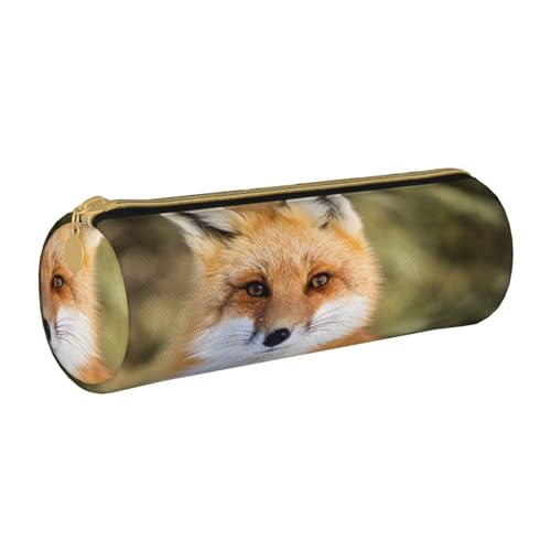 ANABPRMA Federmäppchen aus Leder mit Meereshummer, zylindrisches Federmäppchen für Schule, Bürobedarf, mit Reißverschluss, tragbare Tasche, fuchs, Einheitsgröße, Münztasche von ANABPRMA