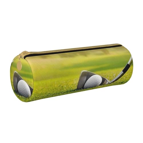 ANABPRMA Federmäppchen aus Leder mit Meereshummer, zylindrisches Federmäppchen für Schule, Bürobedarf, mit Reißverschluss, tragbare Tasche, golf, Einheitsgröße, Münztasche von ANABPRMA