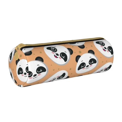 ANABPRMA Federmäppchen aus Leder mit Meereshummer, zylindrisches Federmäppchen für Schule, Bürobedarf, mit Reißverschluss, tragbare Tasche, panda, Einheitsgröße, Münztasche von ANABPRMA