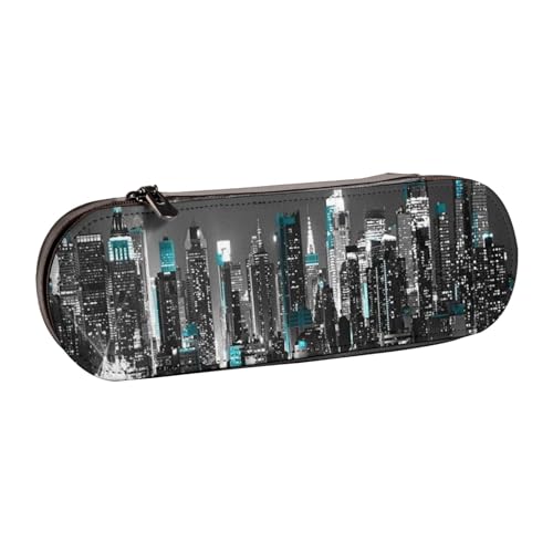 ANABPRMA Federmäppchen aus Leder mit Paillettenmuster, Mehrzweck-Reißverschluss-Box für Schreibwaren, Make-up oder kleine Accessoires, New York Gemälde, Einheitsgröße, Kosmetikkoffer von ANABPRMA