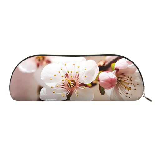 ANABPRMA Federmäppchen aus Leder mit Tierfußabdrücken, halbrund, Aufbewahrungstasche – für Make-up, Stifte und wichtige Dinge, Cherry Blossom, Einheitsgröße, Schulranzen von ANABPRMA