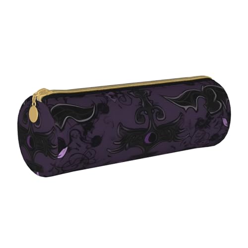ANABPRMA Federmäppchen aus Leder mit Totenkopf in Blume, zylindrisches Stifteetui für Schule, Bürobedarf, mit Reißverschluss, tragbare Tasche, Lila Schwarz Goth Gruselig, Einheitsgröße, Münztasche ANABPRMA Federmäppchen aus Leder mit Totenkopf in Blume, zylindrisches Stifteetui für Schule, Bürobedarf, mit Reißverschluss, tragbare Tasche, Lila Schwarz Goth Gruselig, Einheitsgröße, Münztasche von ANABPRMA
