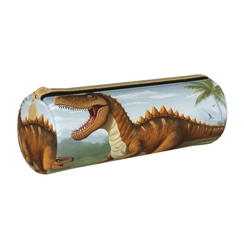 ANABPRMA Federmäppchen aus Leder mit Vögeln auf Ast, zylindrisches Federmäppchen für Schule, Bürobedarf, mit Reißverschluss, tragbare Tasche, Dinosaurier aus der Jurazeit, Einheitsgröße, Münztasche von ANABPRMA