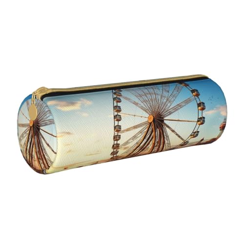 ANABPRMA Federmäppchen aus Leder mit Vögeln auf Ast, zylindrisches Federmäppchen für Schule, Bürobedarf, mit Reißverschluss, tragbare Tasche, Riesenrad, Einheitsgröße, Münztasche von ANABPRMA