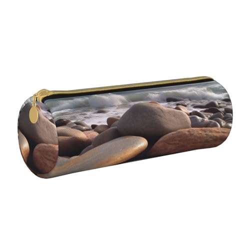 ANABPRMA Federmäppchen aus Leder mit Vogelmotiv, zylindrisch, für Schule, Büro, mit Reißverschluss, tragbare Tasche, Coast Rock, Einheitsgröße, Münztasche von ANABPRMA